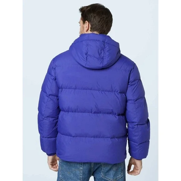 Tommy Jeans Tommy Hilfiger Mens Hooded Down Jacket Blue Sz XS Embroidery Elastic - Picture 3 of 16
